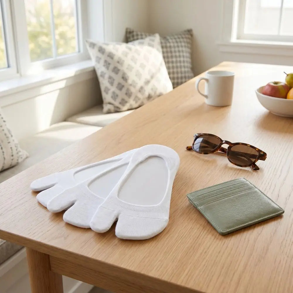 Simple Thin Two Finger Socks Low Cut Cotton Boat Solid Non-slip Qme