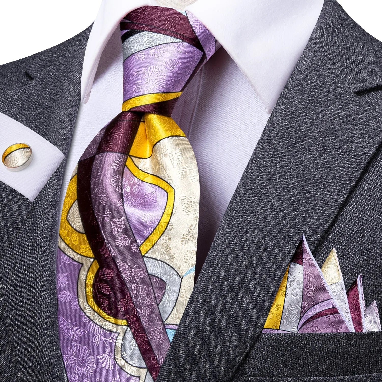 Men's Tie Pocket Square Colorful Striped Business Collection Formal Qme DPT-LDSN0014