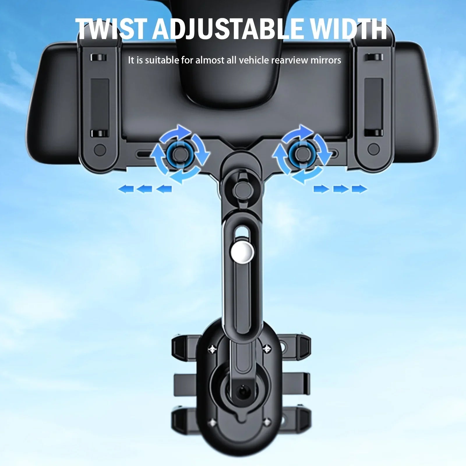 360° Rotating Car Rearview Mirror Phone Holder - Perfect for Kids and Adults - Compatible with Phones and GPS Devices Qme