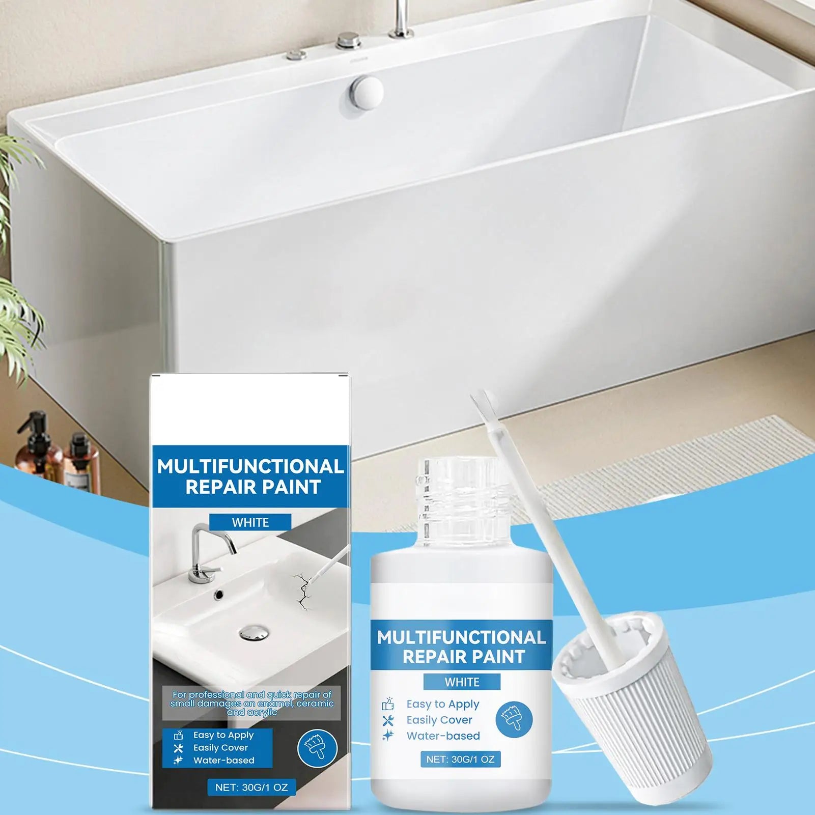 Tub and Tile Paint Waterproof Quick Dry Scratch Filler Coating Tub and Tile Refinishing Kit for Bathtub Bathroom Shower Sink Qme