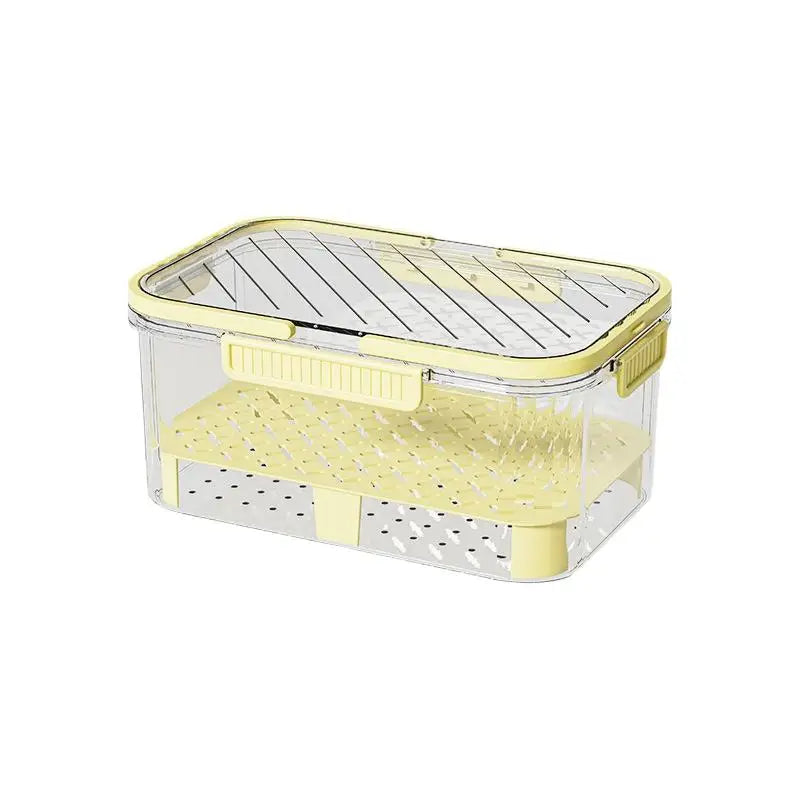 Handle Leak Proof PET Drain Storage Box Double Layer Food Container Qme