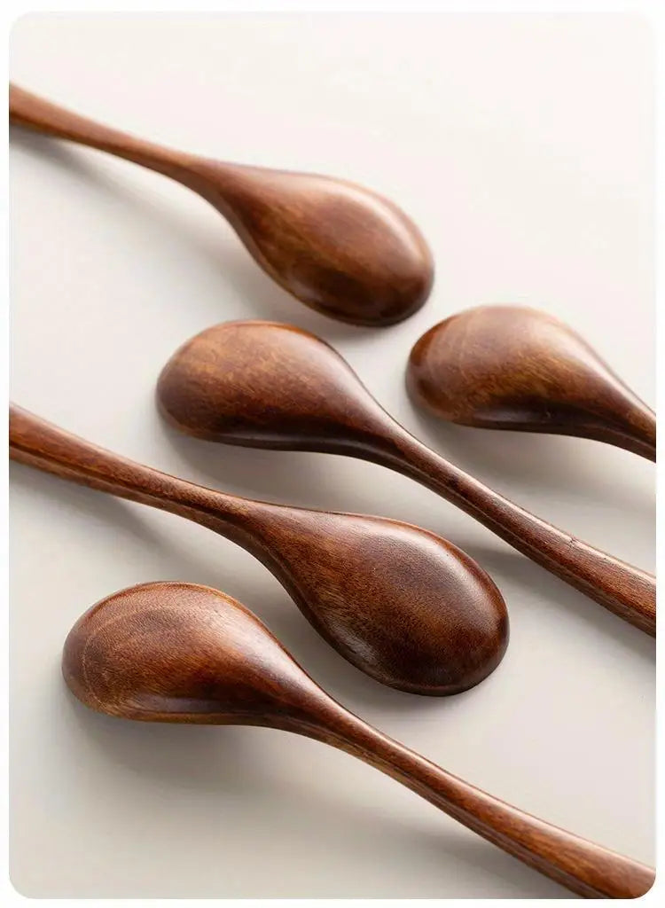 Modern Reusable Wooden Spoon Set, Suitable for Dinner, Coffee, Milk and Desserts - Perfect for Parties and Kitchen Gadgets Qme