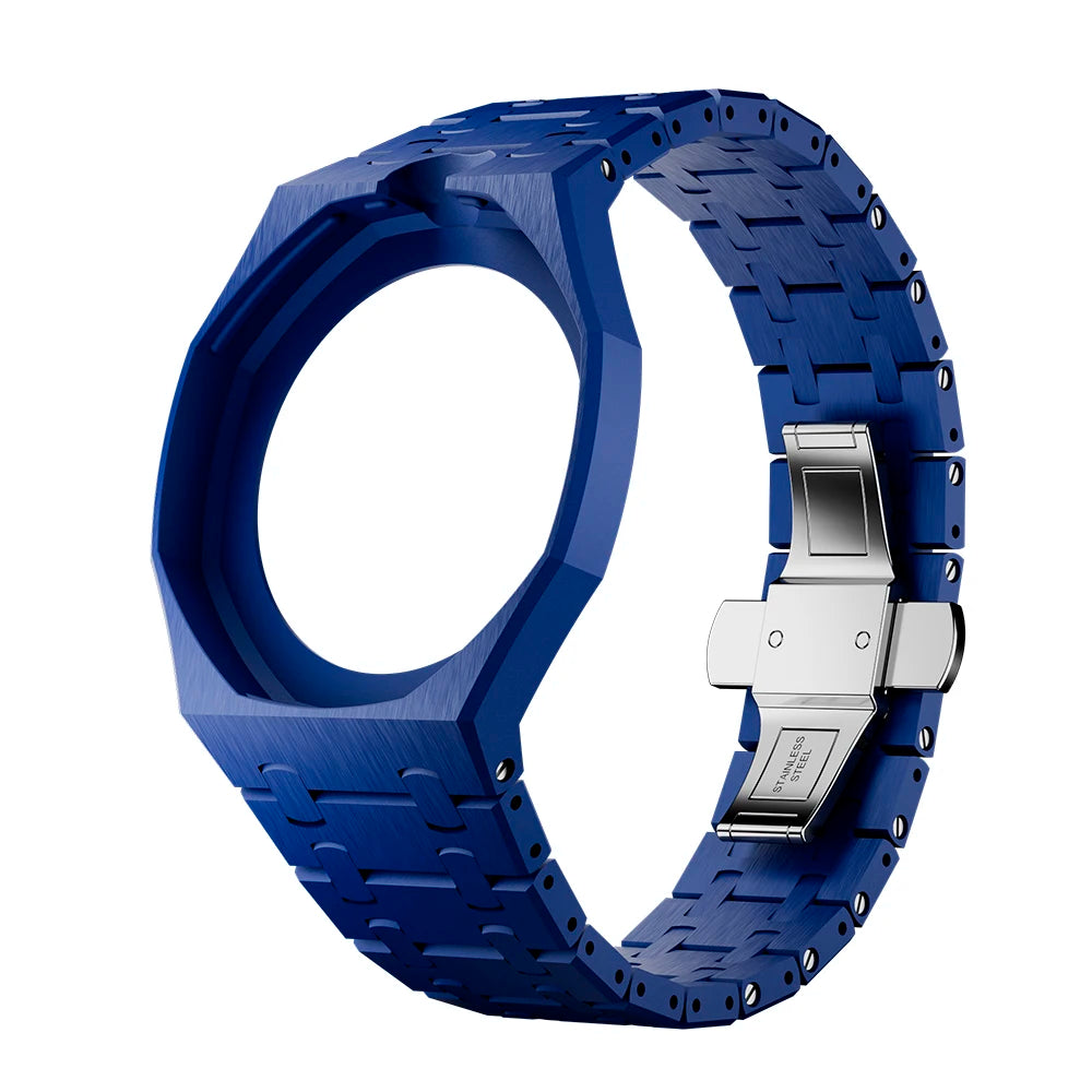 Ceramic Case Mod Kit Compatible with Swatch X AP Royal POP Changer Watch Full Case+Link Bracelet Strap Watch Mod Accessory Qme Blue