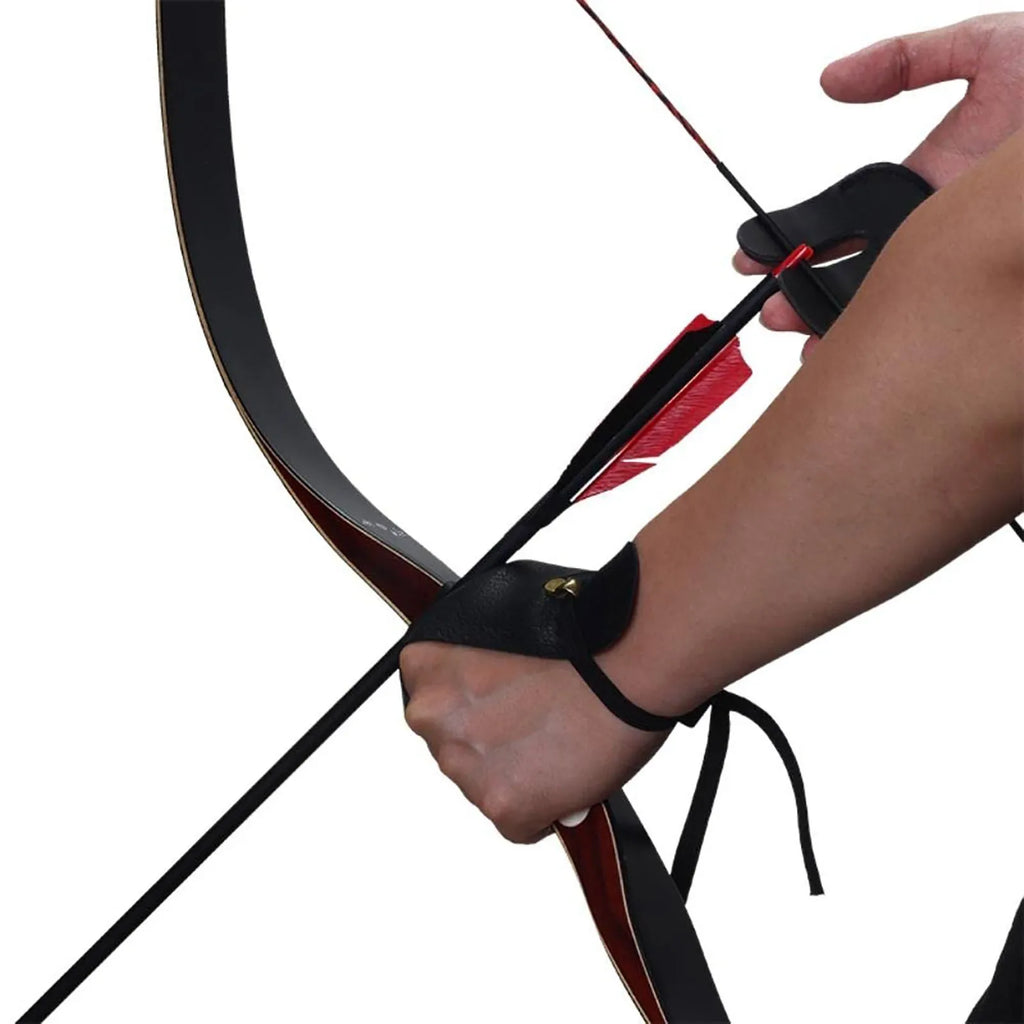 PU Leather Fishing Bracers Archery Bow Protective Durable Hand Slingshot Catapult Left/Right Hand Shooting Practice Gloves Qme