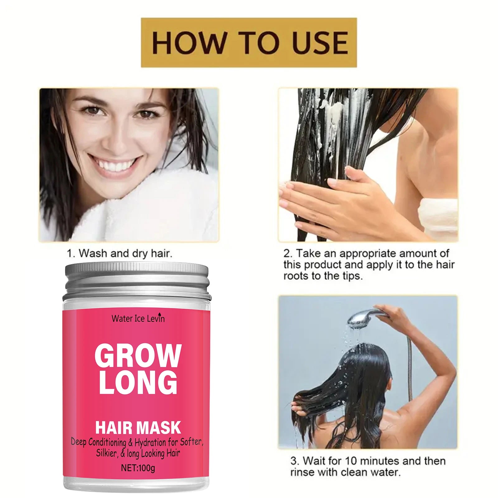 Leave-In Hair Mask and Smoothing Conditioner - Anti-Frizz Deep Conditioner for Split Ends and Breakage - with Vitamin E, Caffeine, and Ginseng, Suitable for Curly, Dry, and Damaged Hair Qme