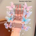 Cute Invisible Butterfly Hair Clip, Stretchable Invisible Hair Clip, U-shaped Hair Trimming Fixed Comb, Hair Accessory Hair Rack Qme Random color 2pcs