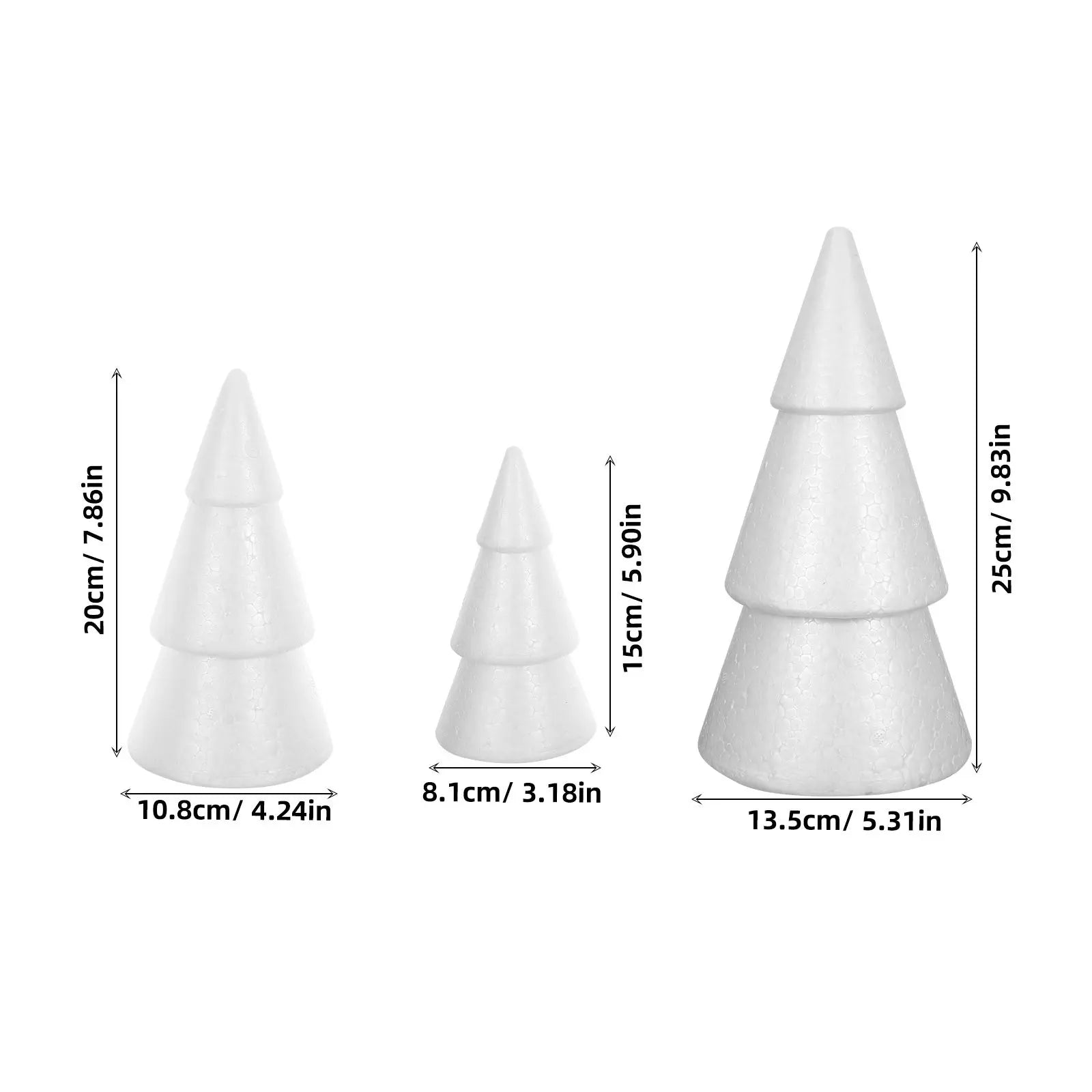 6Pcs Polystyrene Christmas Tree Foam Cones White DIY Craft Decoration High Density Lightweight Shape Retention Holiday Arts Qme