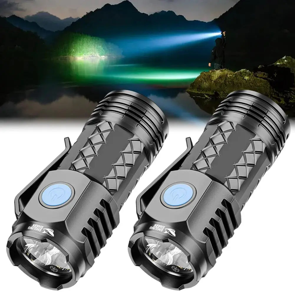 Type-C Rechargeable Waterproof Flashlight Adjustable Brightness Flash Light Super Bright Flashlight Powerful Handheld Flashlight Qme