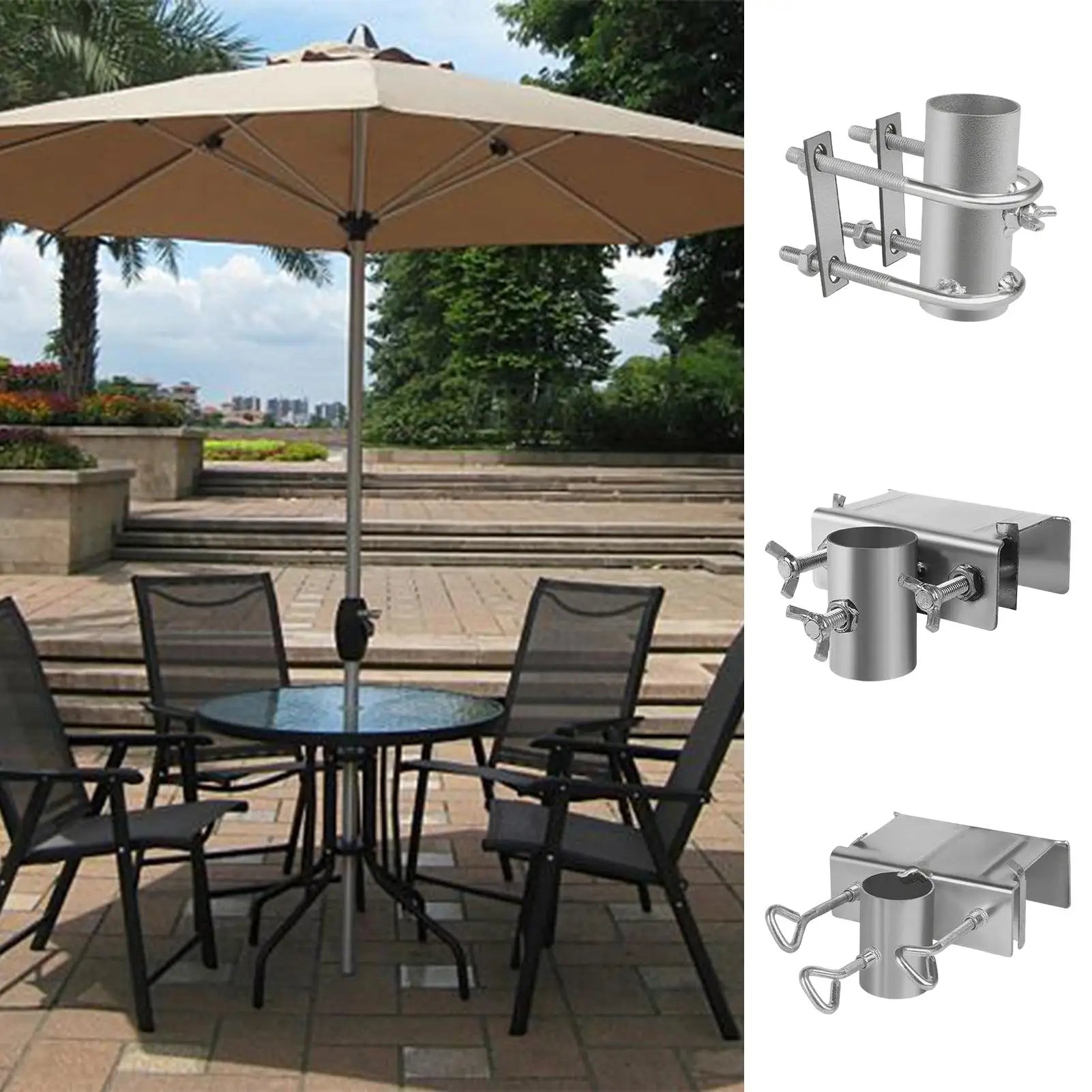 Umbrella Holder Deck Railing Clip Adjustable Bracket Base Thickened anti rust universal fixed sunshade umbrella frame Qme