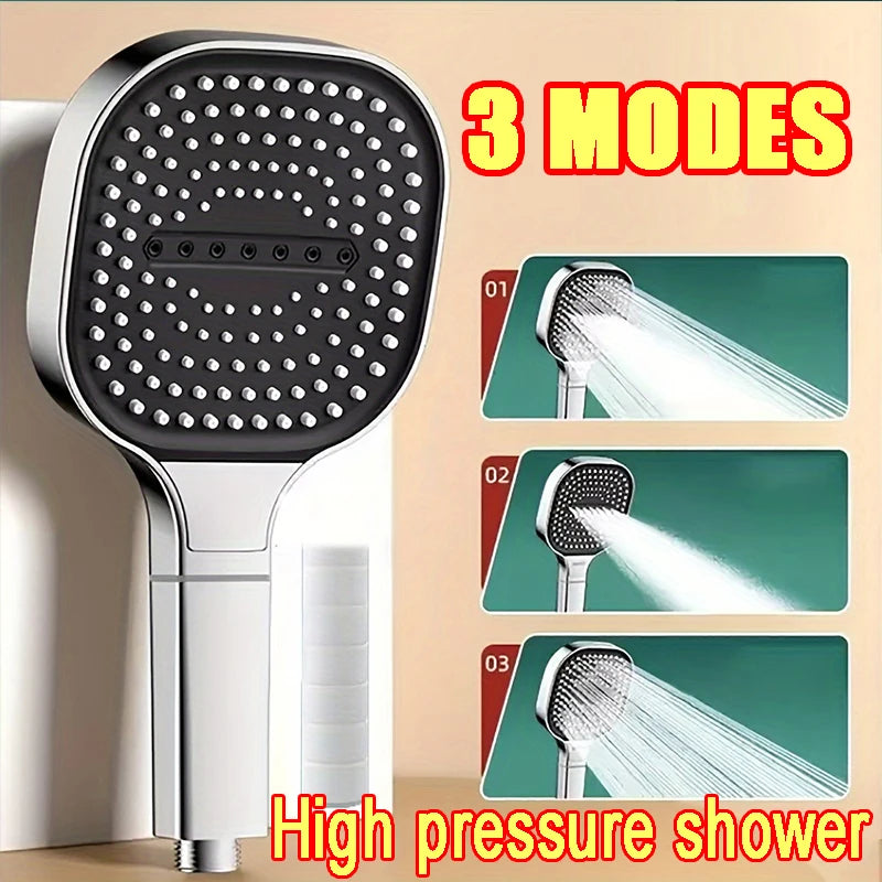 3-Modes High Pressure Shower Head Water Saving Shower Heads Adjustable Water Massage Sprayer Home Bathroom Accessories Qme