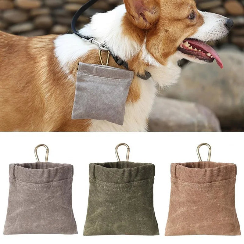 Pet waterproof canvas outdoor walking snack bag, used for pet dog outdoor training snack bag waist hanging bag Qme