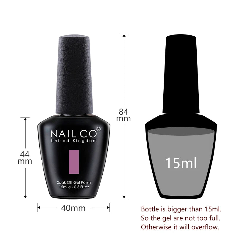 NAILCO Red Gel Nail Polish Wine Purple Semi Permanent Soak Off UV Qme