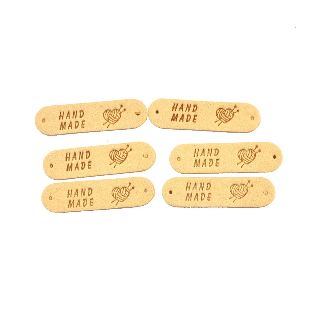 20Pcs 4.5x1.2cm 15Colors Mixed Leather Embossed Labels Sewing Accessories 2holes Garment Tag Handmade DIY Clothes Material c4017 Qme 4-20Pcs