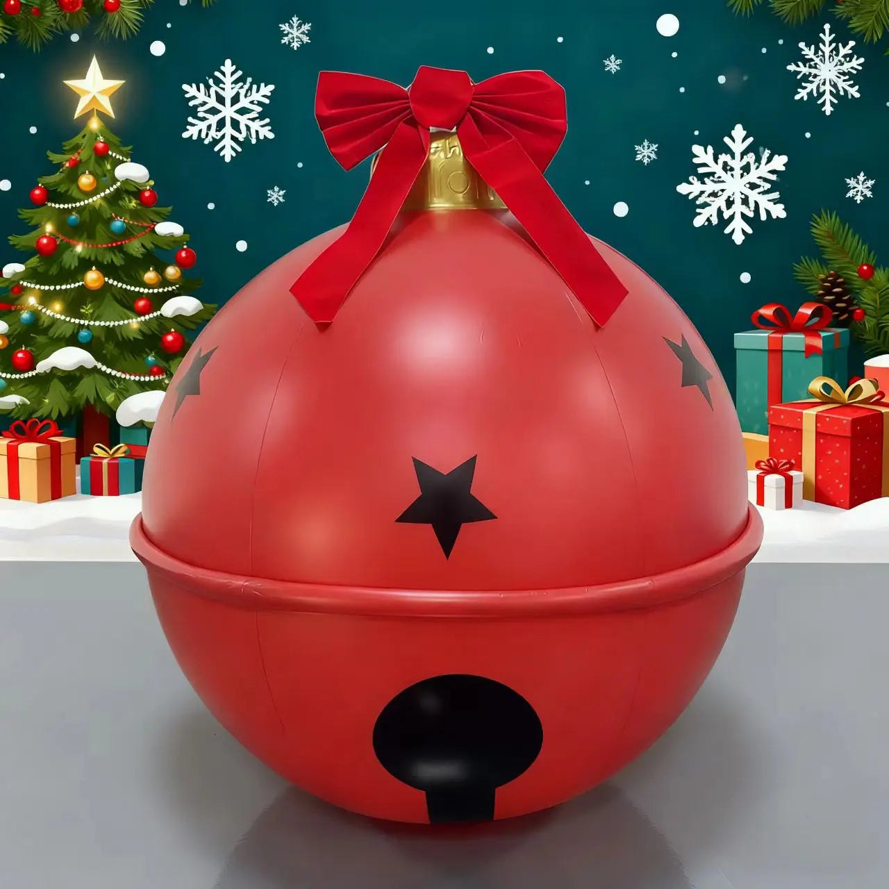 Large Christmas Ball Ornament Inflatable Bell Extra-Large Christmas Tree Decoration Outdoor Balloon Festive Holiday Decor Qme