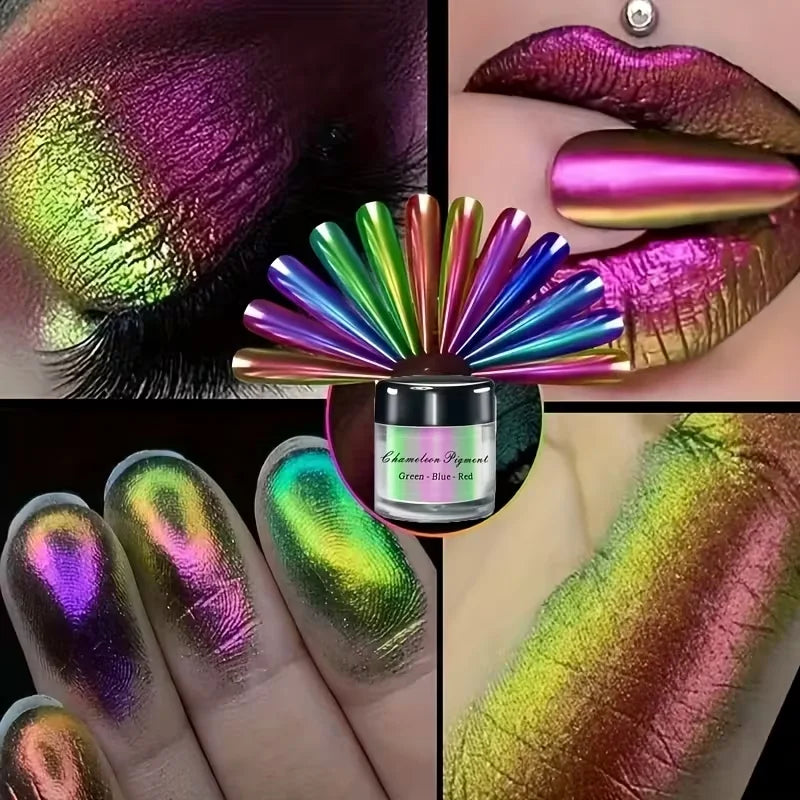 Chameleon Mirror Chrome Nail Powder Glitter Magic Shift Mica Pigment Qme