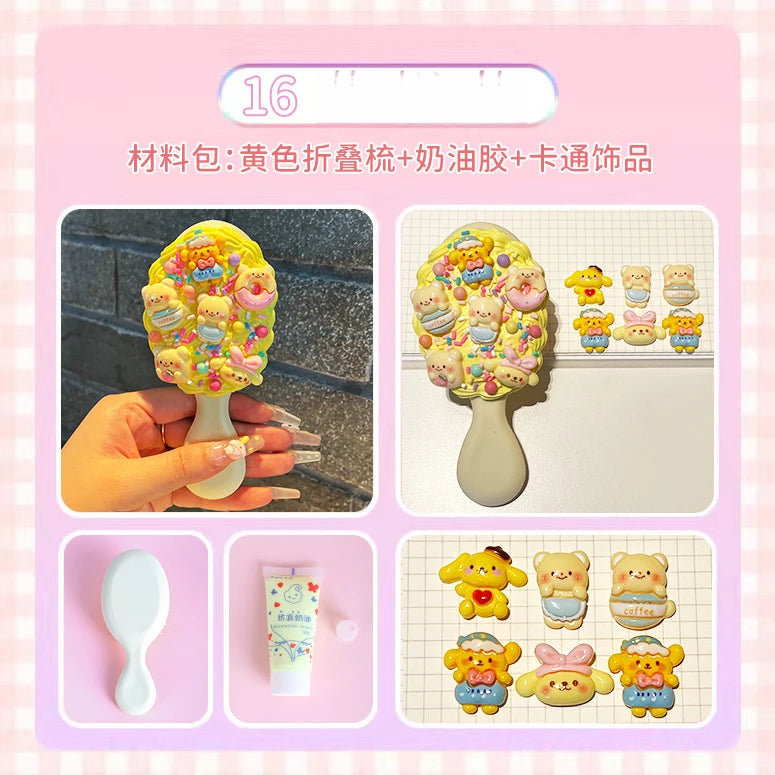 Hello Kitty Kuromi DIY Cream-colored Air-cushion Comb Materials Qme 17