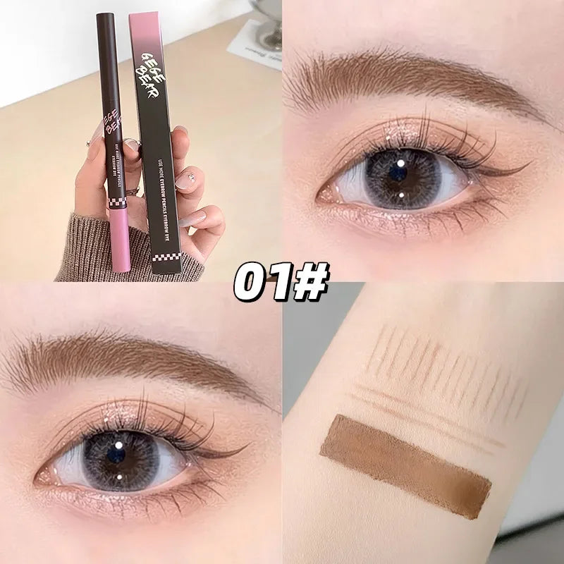 2-in-1 Brow Pencil & Eyebrow Dye Dual Ended Eyebrow Makeup with Pencil and Mascara Natural Look Waterproof Long Lasting Brow Kit Qme 01