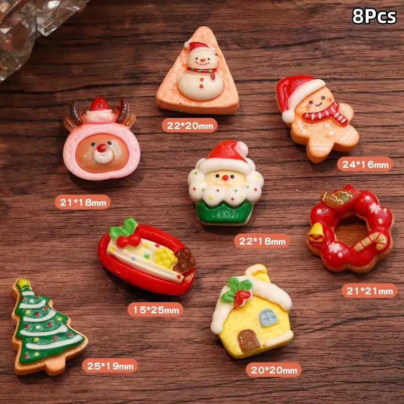 8/9Pcs Resin Christmas Fridge Magnets Cartoon Santa Claus Snowman Christmas Tree Refrigerator Magnet Decorations New Year Gift Qme A1