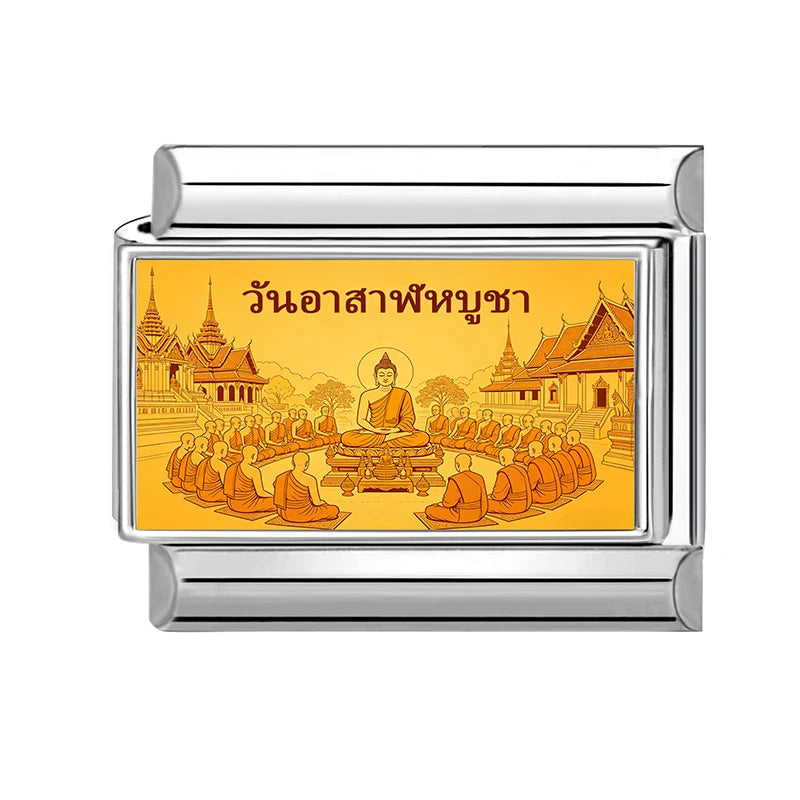 Floating Water Lanterns offer sacrifices Buddhist Lent Charms Italian Links Fit 9mm Bracelet Stainless Steel DIY Making Jewelrys Qme Style 8