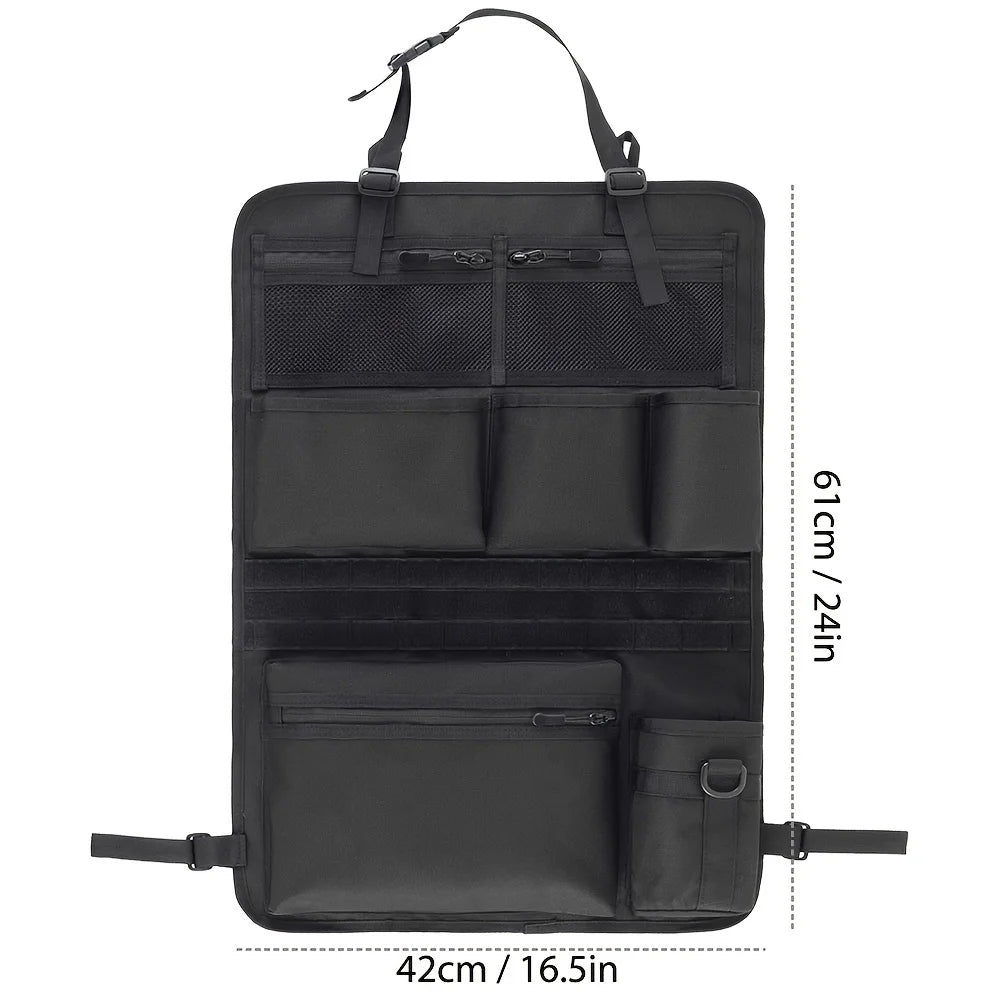 Multi-Pocket Backseat Organizer for SUVs and Trucks - Durable Oxford Cloth Storage Bag with Random Zipper Direction Qme