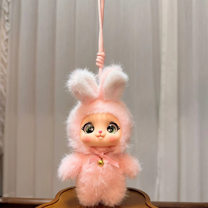 Cute Family Series Animals Vinyl Face Plush Forest Doll Pendant Qme Pink