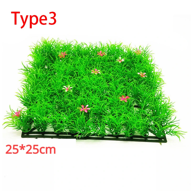 Artificial Green Grass Plant Lawn Turf Aquatic Aquarium Fish Tank Decor Fake Moss Aquarium Ornaments Aquarium Supplies Qme Type 3 2pcs
