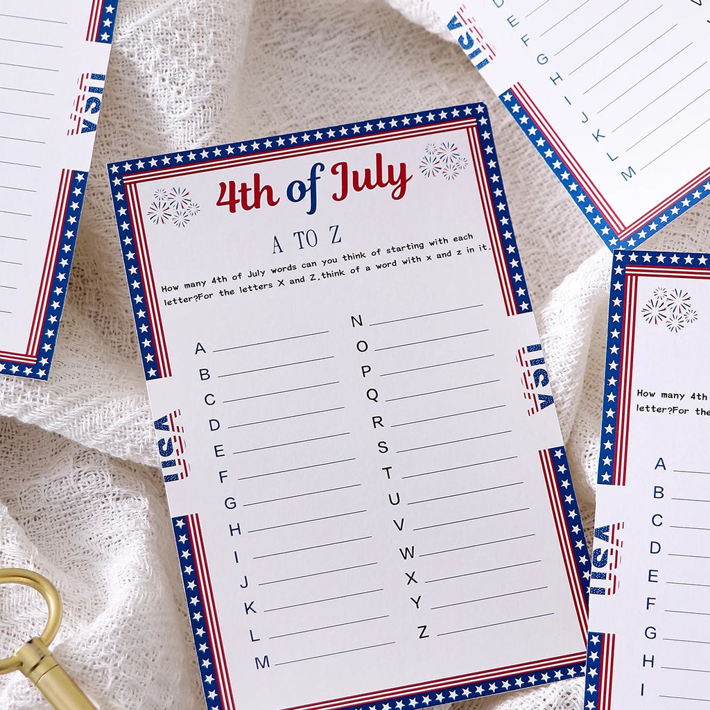 5–50Pcs “A to Z” Themed Game Cards with Star Borders—Creative Independence Day Gifts, Board Games, and Party Supplies Qme