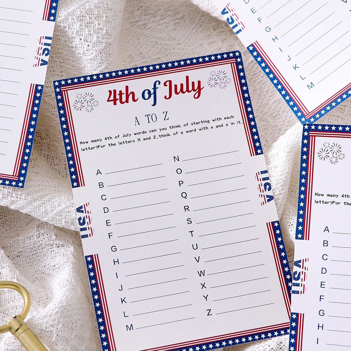 5–50Pcs “A to Z” Themed Game Cards with Star Borders—Creative Independence Day Gifts, Board Games, and Party Supplies Qme
