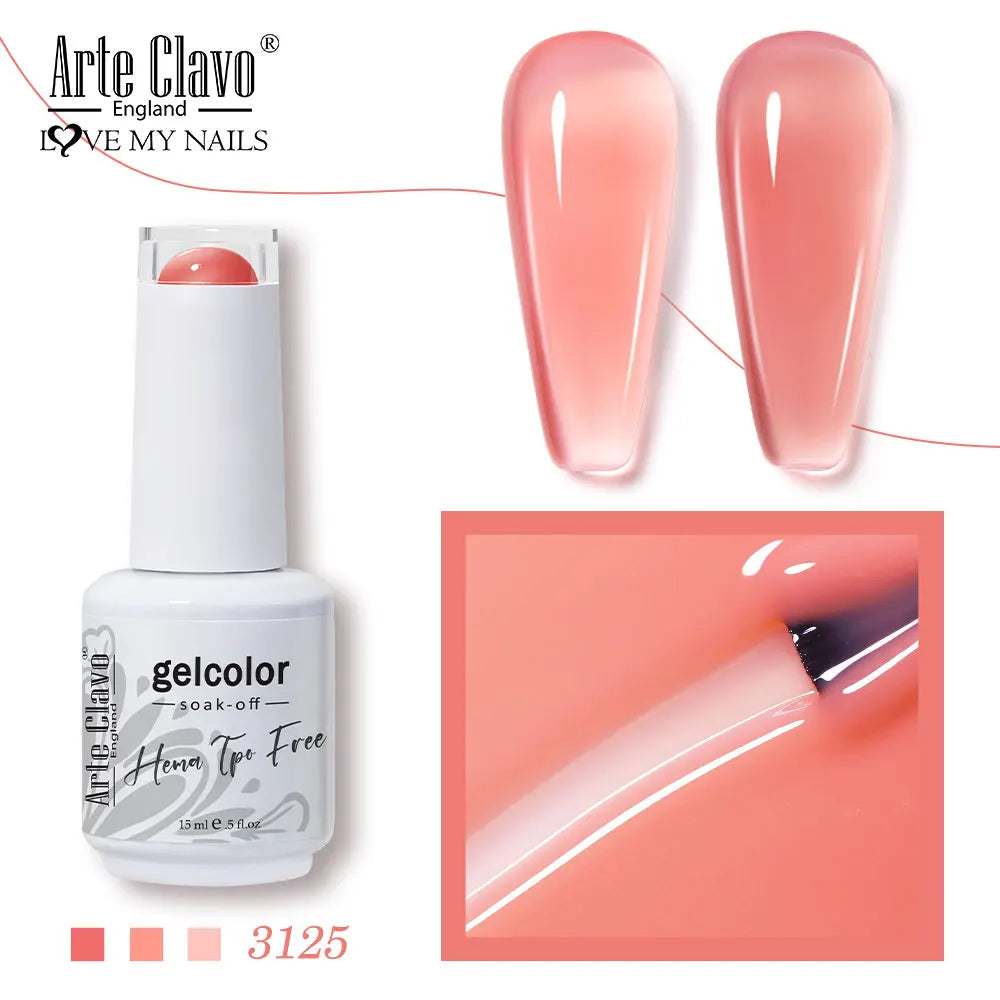 Arte Clavo Jelly Series Semi-transparent Light Pink Peach Gel Nail