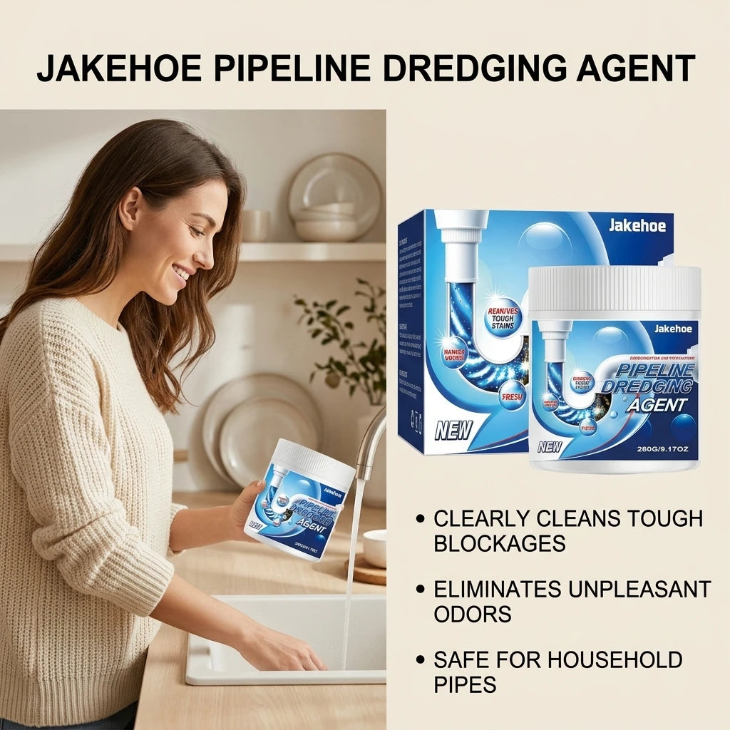 JAKEHOE Pipeline Dredging Agent Removing Grease Buildup Eliminate Pipe Odor Prevent Clogging Fast-Acting Powerful Drain Cleaner Qme