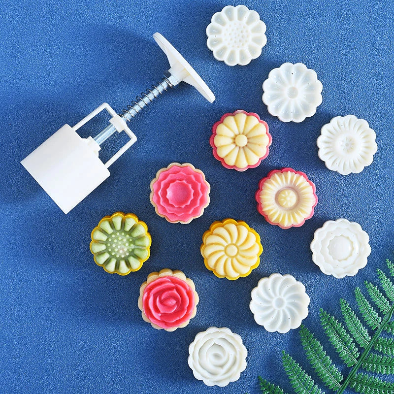 Mooncake Mold Set Pattern Seal, Suitable For Mid-Autumn Cakes, Diy Cookies, Flower Dessert Making Tools Baking Tool Home、 Qme