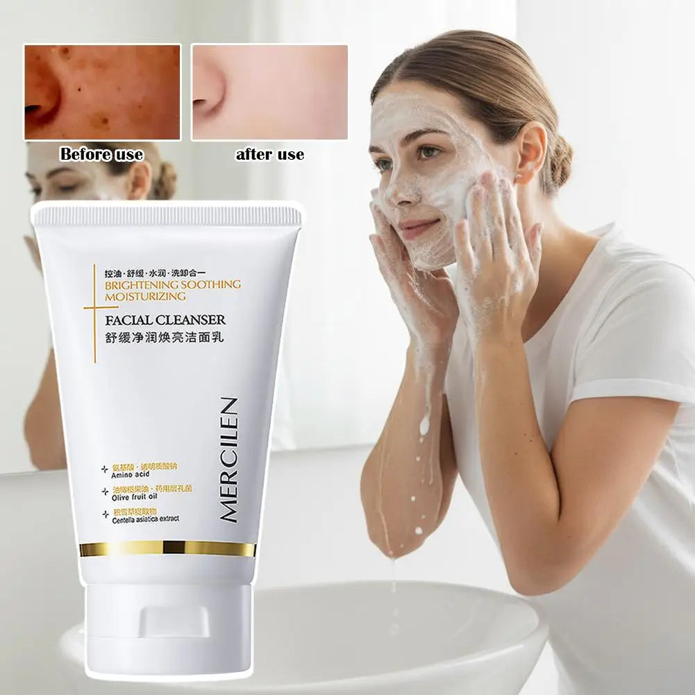 MERCILEN Facial Cleanser Face Wash Foam Skincare Moisturizing Skin Brightening Rejuvenation Face Cleanser Skin Care Qme