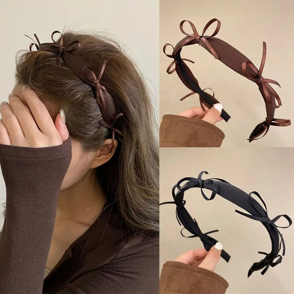 Fashion Elegant Satin Bow Headband Sweet Temperament French Hairband Qme