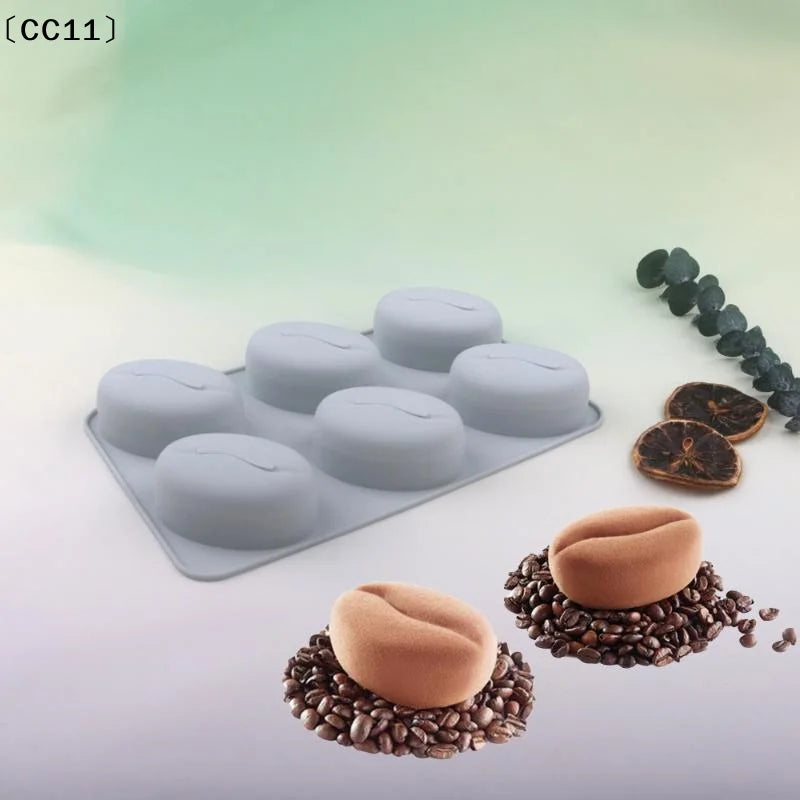 6 28Cavity DIY Coffee Bean Forms Mousse Cake Mold Silicone Pastry Qme