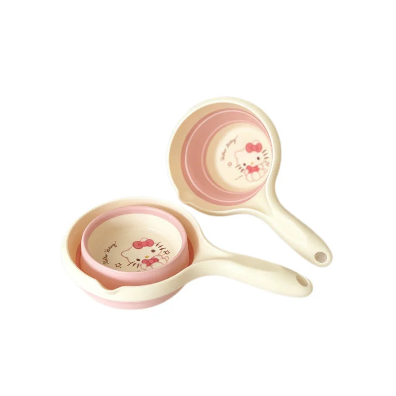 Hello Kitty Kuromi Folding Water Scoop Household Shampoo Scoop Silicone Telescopic Water Scoop for Students Qme