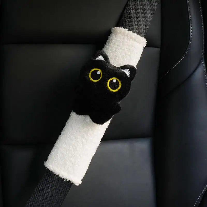 Black Cat Plush Car Seatbelt Shoulder Pad Soft Safety Strap Protector Qme A2