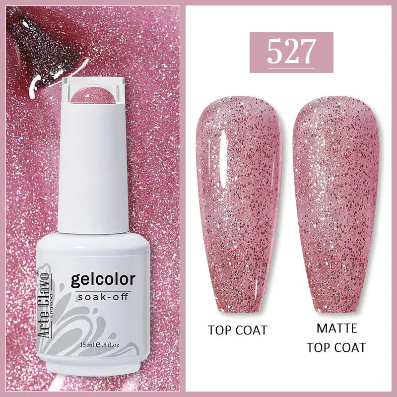 Arte Clavo 99Colors Gel Nail Polish Purple Glitter Sequins Manicure