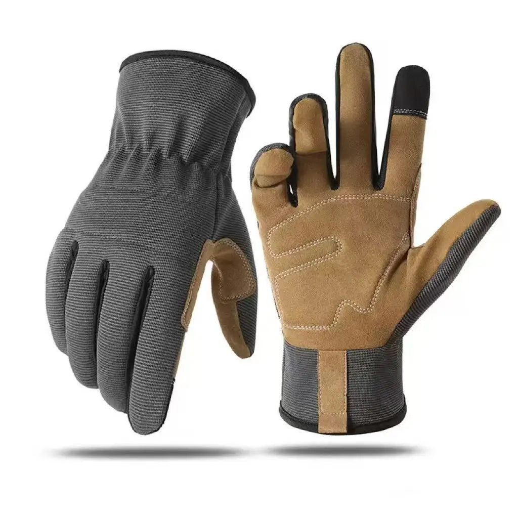 1pairs Garden Work Gloves Anti-Stab Anti-Wear Ultra Fiber Outdoor Gardening Cycling Touch Screen Mechanic Protective Gloves Qme Gray L