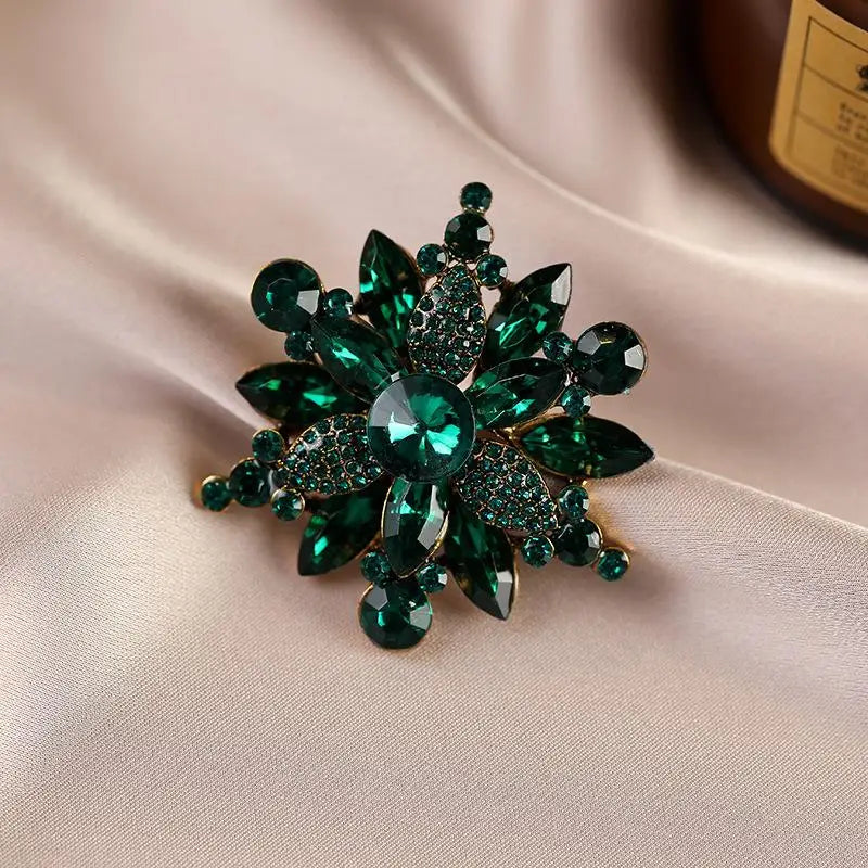 Crystal Peach Blossom Brooches For Women Men Charming Shining Flowers Party Office Brooch Pins Jewelry Gifts Qme style 4
