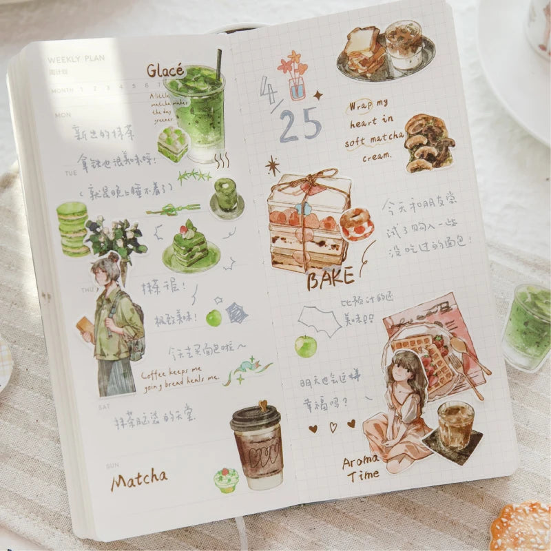 Healing Lifestyle Decorative Tape With Girly and Food Themed Elements, Perfect for Junk Journal Crafting and Back-to-School Gift Qme