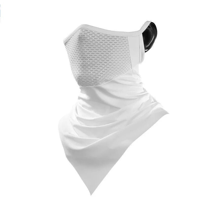 Summer Men Mask Full Face Bicycle Neckerchief Cycling Bandana UV Protection Mask Breathable Ice Silk Outdoor Hanging Ear Scarf Qme white One Size