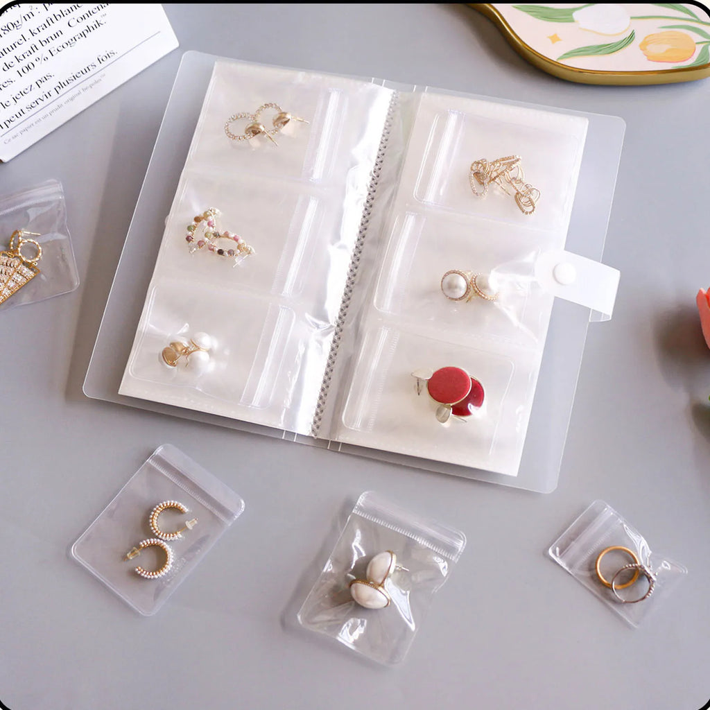 Jewelry Storage Albums Anti-oxidation Desktop Drawer Organizer BoxesTransparent Necklace Bracelet Ring Book Holder Jewelry Bag Qme