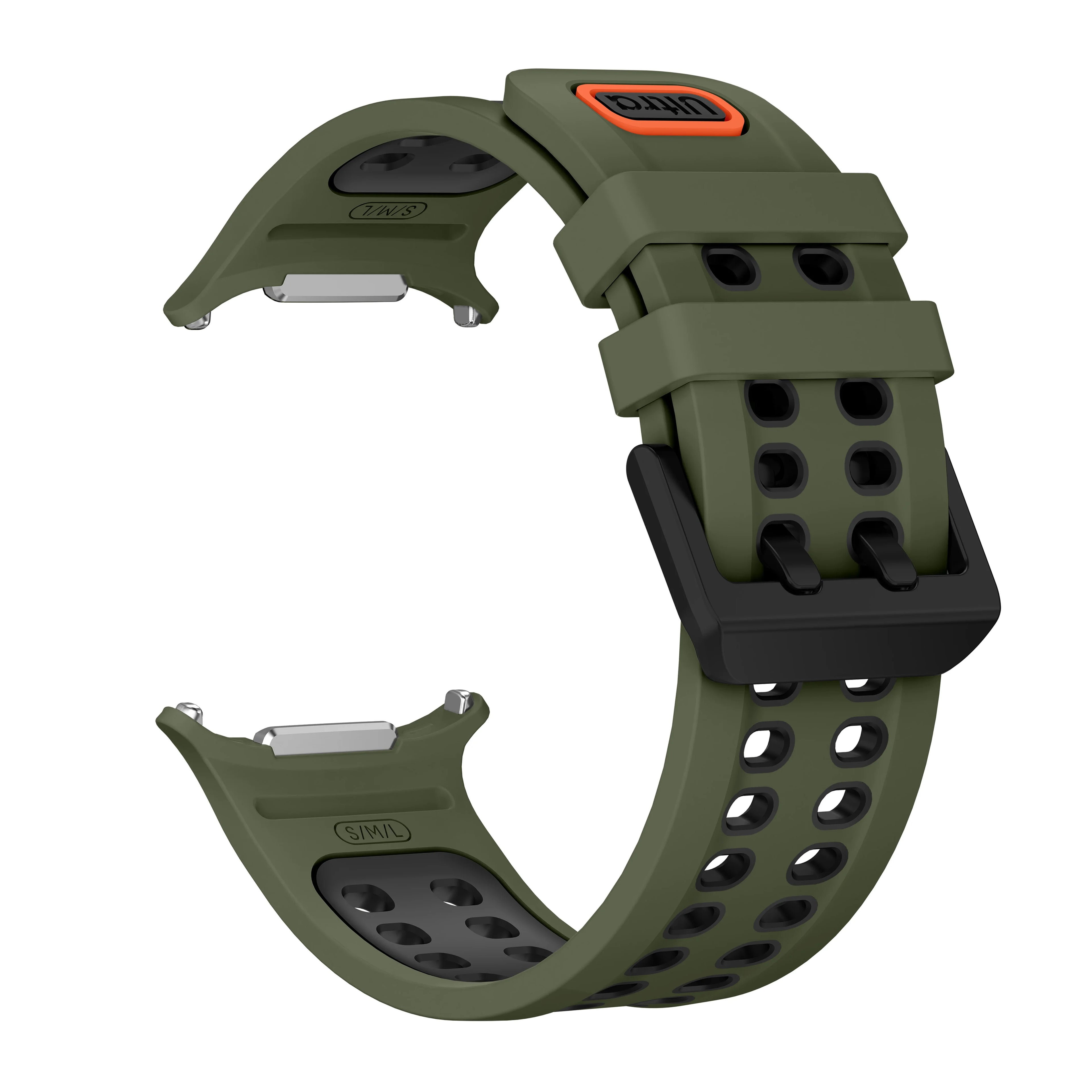Silicone Band for Samsung Galaxy Ultra/Ultra 2 47mm Sport Breathable WristStrap for Galaxy Watch Ultra2026 Watchband Accessories Qme AGreen Black-B Galaxy watch Ultra