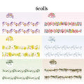 Floral Aesthetic Washi Tape Set, Fresh Spring & Summer Natural Vibe Decor, Ideal for Stationery Lovers & Journal Creators Qme 6 Rolls