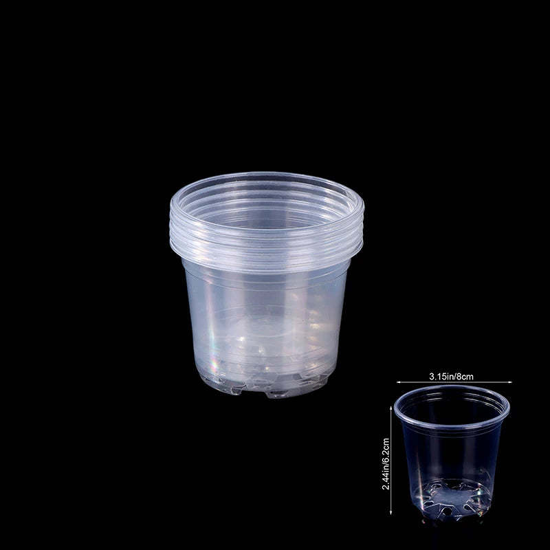 5Pcs Transparent Plastic Flowerpot Drainage Hole Pot Gardening Root Growth Visibility For All Plants Water Damage Protection Qme A