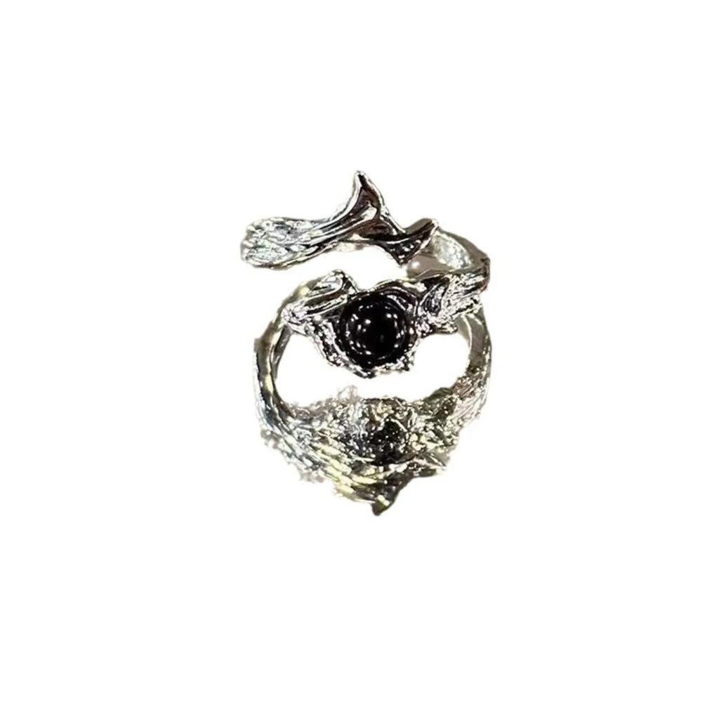 Irregular Thorn New Fashion Charm Ring Personality Girls Black Series Ring Women's Punk Ring Vintage Jewelry Partner Accessories Qme