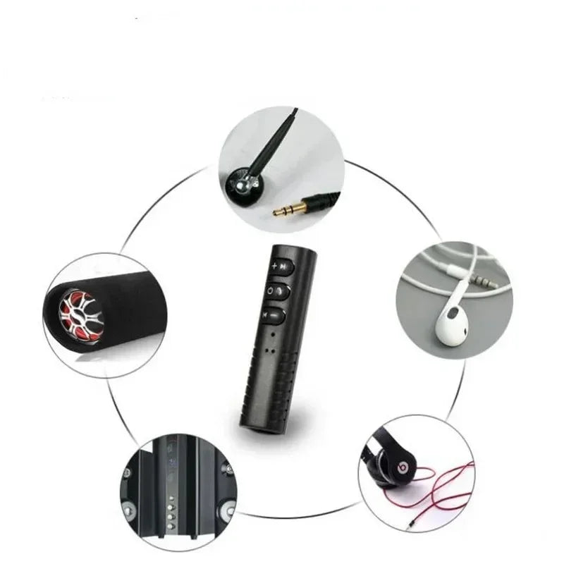 3.5mm Bluetooth Receiver Car Bluetooth Hands-free Audio Receiver Lavalier Portable MP3 Music Player Adapter for Mobile Phone Qme