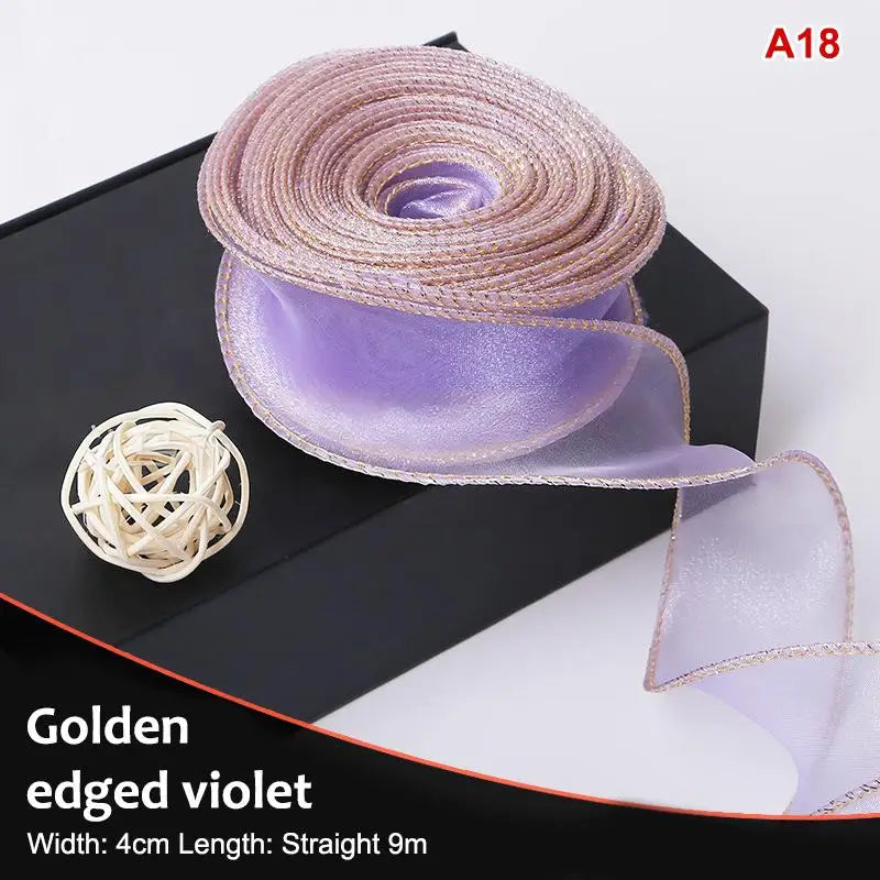 10Yards Organza Solid Ribbon Wavy Edge Flower Bouquet Gifts Packaging Qme A18