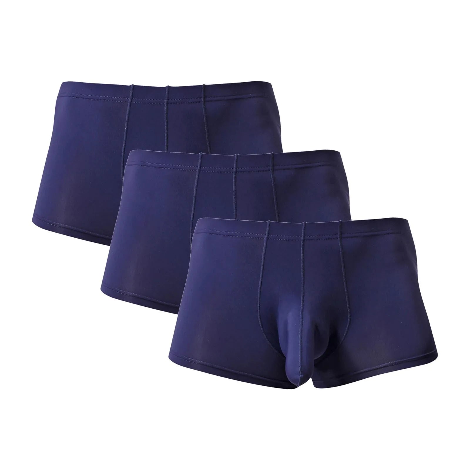 3PC Lightweight Daily Comforatble Elastic Waist Boxers Men's Sexy Solid Elephant Nose Comfortable Underwear Boxer Pants Qme Royal Blue L