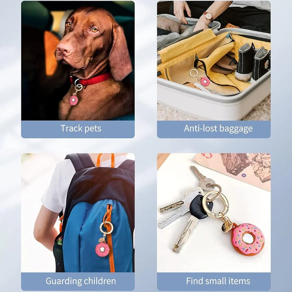 Cartoon Donut Silicone Case for Apple Airtag Case Dog Collar GPS Finder Protective Silicone Case for Apple Air Tag Tracker Case Qme